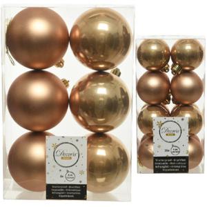 Kerstversiering kunststof kerstballen camel bruin 4-6 cm pakket van 40x stuks - Kerstbal