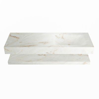 MONDIAZ ALAN-DLUX 130cm planchet Frappe. Vrijhangende wastafel CLOUD rechts zonder kraangat, kleur Frappe.