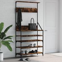 VidaXL Kledingrek met schoenenrek 90x34x184 cm gerookt eikenkleurig