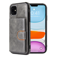 iPhone 12 Mini hoesje - Backcover - Pasjeshouder - Portemonnee - Kunstleer - Grijs - thumbnail
