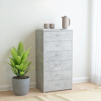 Dressoir met 6 lades 50x34x96 cm bewerkt hout betongrijs