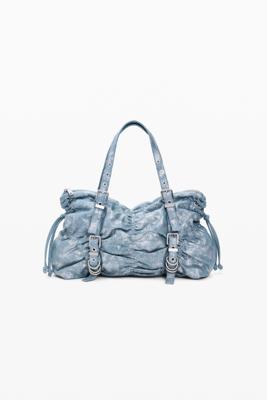 Gerimpelde denim tas - BLUE - U