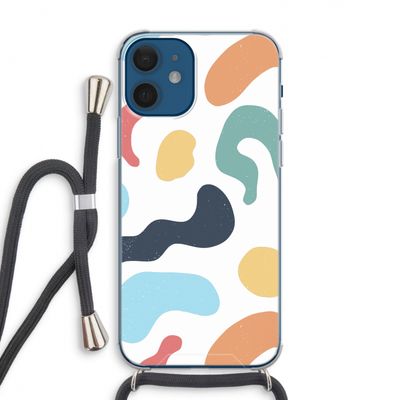 Memphis Shapes Blue: iPhone 12 Transparant Hoesje met koord