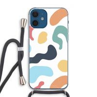 Memphis Shapes Blue: iPhone 12 Transparant Hoesje met koord