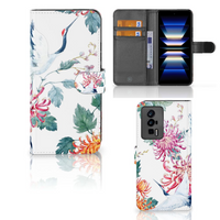Xiaomi Poco F5 Pro Telefoonhoesje met Pasjes Bird Flowers - thumbnail