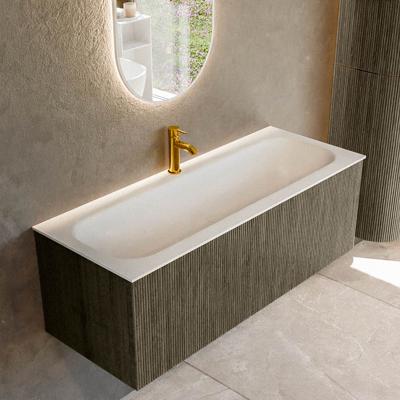 Badmeubel Mondiaz Kurve | 120 cm cm | Meubelkleur Shadow | Wastafelkleur Talc | Solid surface | Wasbak midden spoelbak | 1 kraangat