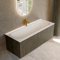 Badmeubel Mondiaz Kurve | 120 cm cm | Meubelkleur Shadow | Wastafelkleur Talc | Solid surface | Wasbak midden spoelbak | 1 kraangat