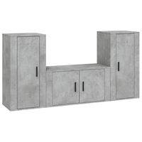The Living Store TV-meubelset betongrijs - 80 x 34.5 x 40 cm + 2 x 40 x 34.5 x 80 cm - klassiek design - thumbnail