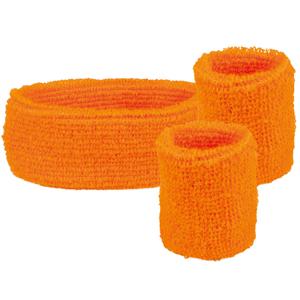 Zweetbandjes set van 3 - Oranje/supperter/Koningsdag - Hoofdband en polsbandjes