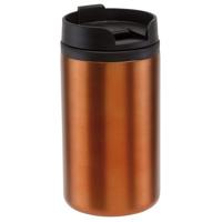 Thermosbeker/warmhoudbeker Koffie To Go - metallic oranje - 290 ml - dubbelwandig - met schroefdop