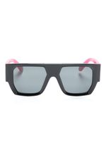 Philipp Plein lunettes de soleil rectangulaires à logo - Noir