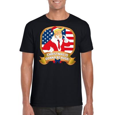 Foute Kerst Donald Trump t-shirt - Christmas is gonna be huge - zwart - voor heren