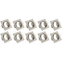 Kantelbare Vierkante Inbouwspots 10-Pack - Nikkel Afwerking - 80mm - GU10