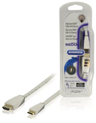 Bandridge High Speed HDMI kabel | 1 m | Wit | 1 stuks - BBM34500W10 BBM34500W10