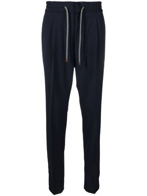 Brunello Cucinelli pantalon fuselé à lien de resserrage - Bleu