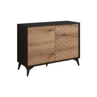 Meubella Dressoir Dolores - Eiken - Zwart - 104 cm - thumbnail