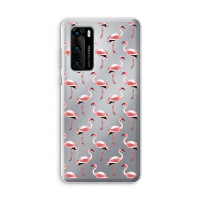 Flamingoprint groen: Huawei P40 Transparant Hoesje