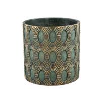 Kamilla Groene cementen ronde pot goud art deco groot M.