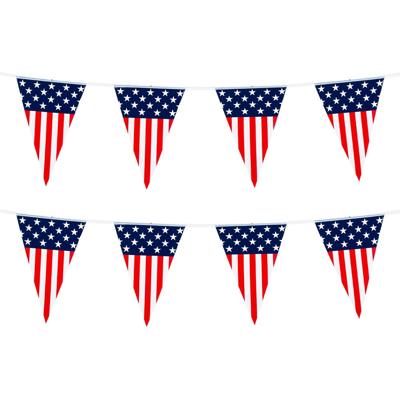 Vlaggenlijn/vlaggetjes land Amerika/USA - 2x - 6 meter - slinger - kunststof - versiering