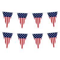 Vlaggenlijn/vlaggetjes land Amerika/USA - 2x - 6 meter - slinger - kunststof - versiering