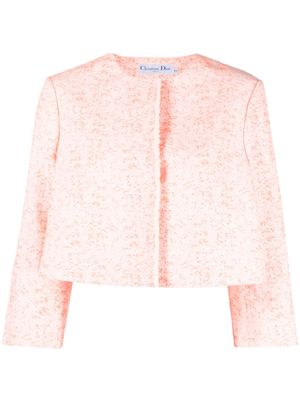 Christian Dior Pre-Owned veste crop en tweed à design sans col (années 2010) - Orange