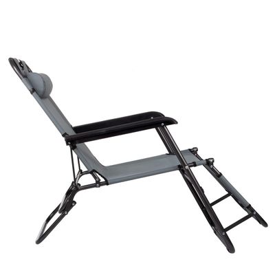 Viking Choice  Ligstoel verstelbaar met hoofdsteun - Grijs - Tuinstoel