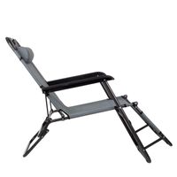 Viking Choice  Ligstoel verstelbaar met hoofdsteun - Grijs - Tuinstoel - thumbnail