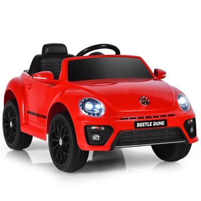 12 V Elektrische Kinderauto VW Beetle Kinderauto met Muziek en 2 Verlichtingsmodi Incl. 2,4 G Afstandsbediening (Rood)