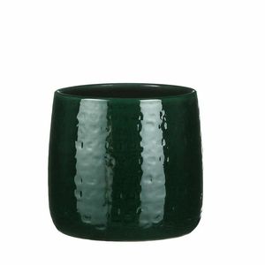 Mica Decorations Plantenpot - keramiek - groen - 19 x 17 cm - Plantenpotten