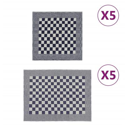VidaXL 10-delige keukendoekenset katoen blauw en wit