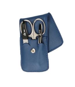 Erbe Solingen 3-delige manicure etui met drukknoopsluiting donkerblauw (erbe9071)
