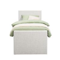 Leen Bakker - Boxspring Met Voetbord Liv Egaal - Ecru - 90x200 Cm - Vierkante Poot - Stof - Crème
