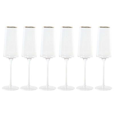 Set van bekers Home ESPRIT Transparant Gouden Kristal 400 ml (6 Stuks)