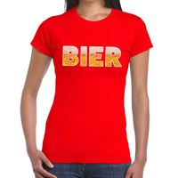 Bier tekst t-shirt rood dames - thumbnail