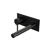 Inbouw Wastafelmengkraan Brauer Black Carving Coldstart Rechte Uitloop Ronde Hendel Links Mat Zwart Met Afdekplaat