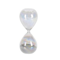 Decoratie zandloper lichtgrijs parelmoer van glas 6 x 6 x 15 cm