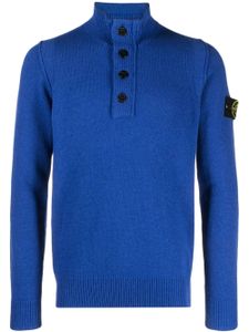 Stone Island Compass-motif button-up jumper - Bleu