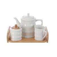Theepot Home ESPRIT Wit Bamboe Porselein