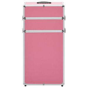 The Living Store Make-up trolley - Houten beautycase - 37x24x74 cm - Roze