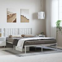 Bedframe met hoofdbord metaal wit 193x203 cm