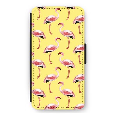 Flamingo's geel: iPhone 11 Pro Max Flip Hoesje