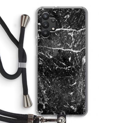Zwart marmer: Samsung Galaxy A32 5G Transparant Hoesje met koord