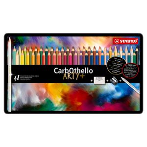 STABILO CarbOthello, Kalkpastel Kleurpotlood, Verkrijgbaar In 60 Kleuren, Metalen Etui Met 48 Kleuren