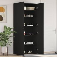 Schoenenkast met plank Zwart 80 x 35.5 x 180 cm Bewerkt hout