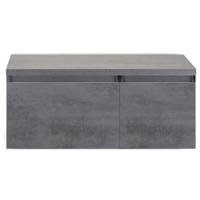 Frozen Badmeubelset 100 cm - Greeplijst in Kleur - Wastafel Onderkast met Bovenblad Beton Antrac