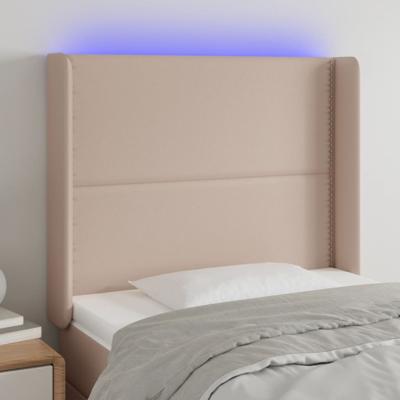 Hoofdbord LED 93x16x118/128 cm kunstleer cappuccinokleurig
