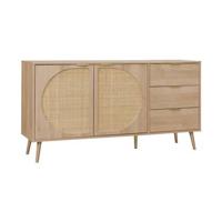 sweeek - 2-deurs, 3-lades dressoir in hout- en rietlook 150 cm