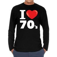 I love 70s / seventies long sleeve t-shirt zwart heren - thumbnail