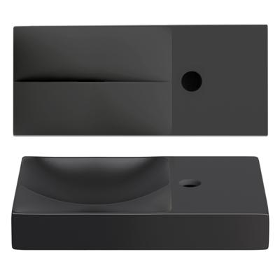 Clou Vale keramiek fontein 45x19x7cm kraangat rechts zwart mat CL/03.30162.01.R