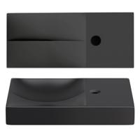 Clou Vale keramiek fontein 45x19x7cm kraangat rechts zwart mat CL/03.30162.01.R